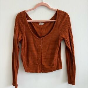 Anthropologie Burnt Orange Button-Down Top